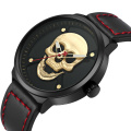 WWOOR 8867 Men Watch Quartz Wristwatch Gold Luxury Brand 3D Gold Skull Watches Leather Relojes populares en colombia